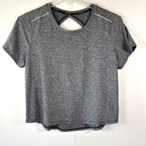 SPYDER Women's Grey Active Keyhole Yoga Fitness Top T-Shirt Exercise Gym S/S L
